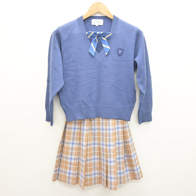 中古】東京都 品川女子学院中等部 女子制服 3点 (ニット・スカート