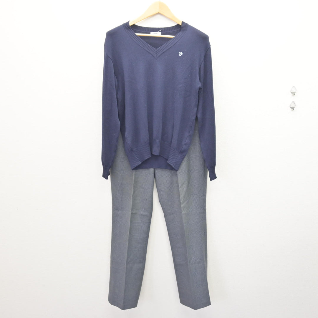 中古】埼玉県 草加高等学校 男子制服 4点 (ブレザー・ニット・ズボン