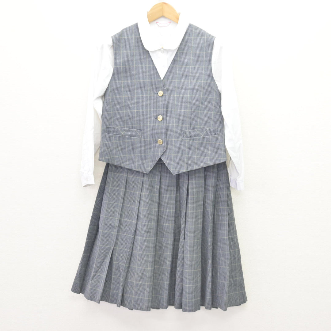 中古】埼玉県 宮原中学校 女子制服 3点 (ベスト・シャツ・スカート 