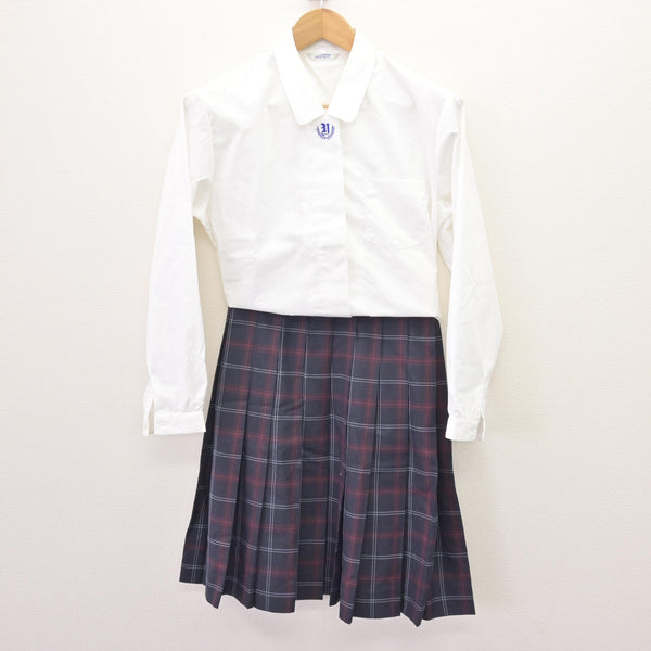 中古】福岡県 湯川中学校 女子制服 3点 (ブラウス・ブラウス・スカート 