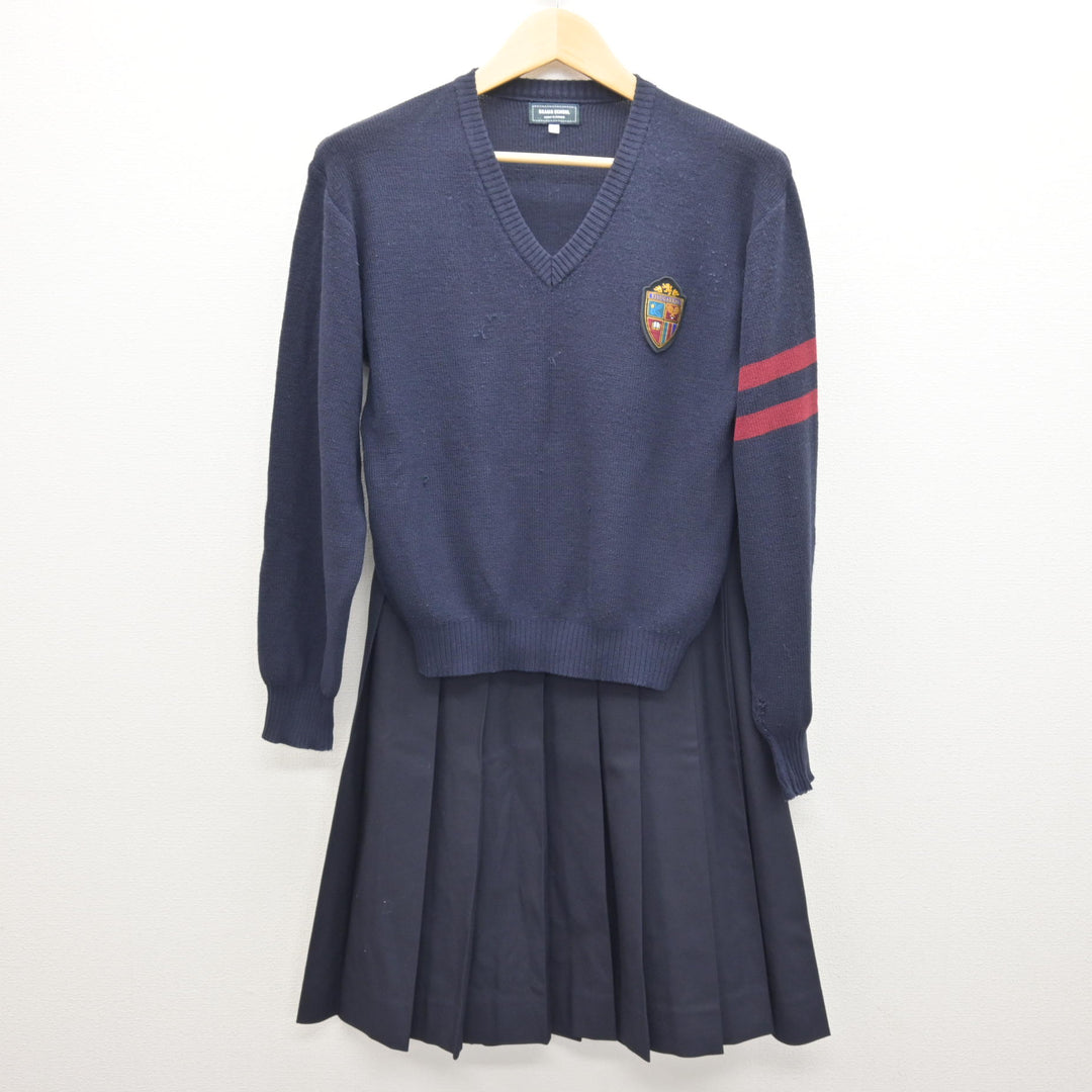 中古】広島県 英数学館高等学校 女子制服 5点 (ブレザー・ニット