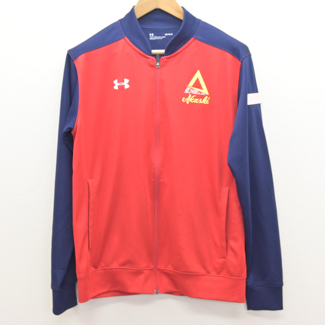 新品 明石被服 体操服 ジャージ 上下セット LL ネイビー レッド 中古】兵庫県 明石高等学校 女子制服 3点 (ジャージ 上・体操服 上