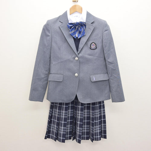 中古】千葉県 我孫子東高等学校 女子制服 4点 (ブレザー・ニット 