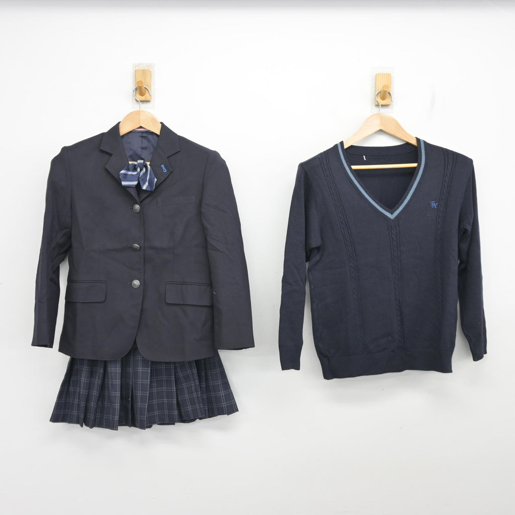 中古】北海道 北海道札幌手稲高等学校 女子制服 4点 (ブレザー・ニット
