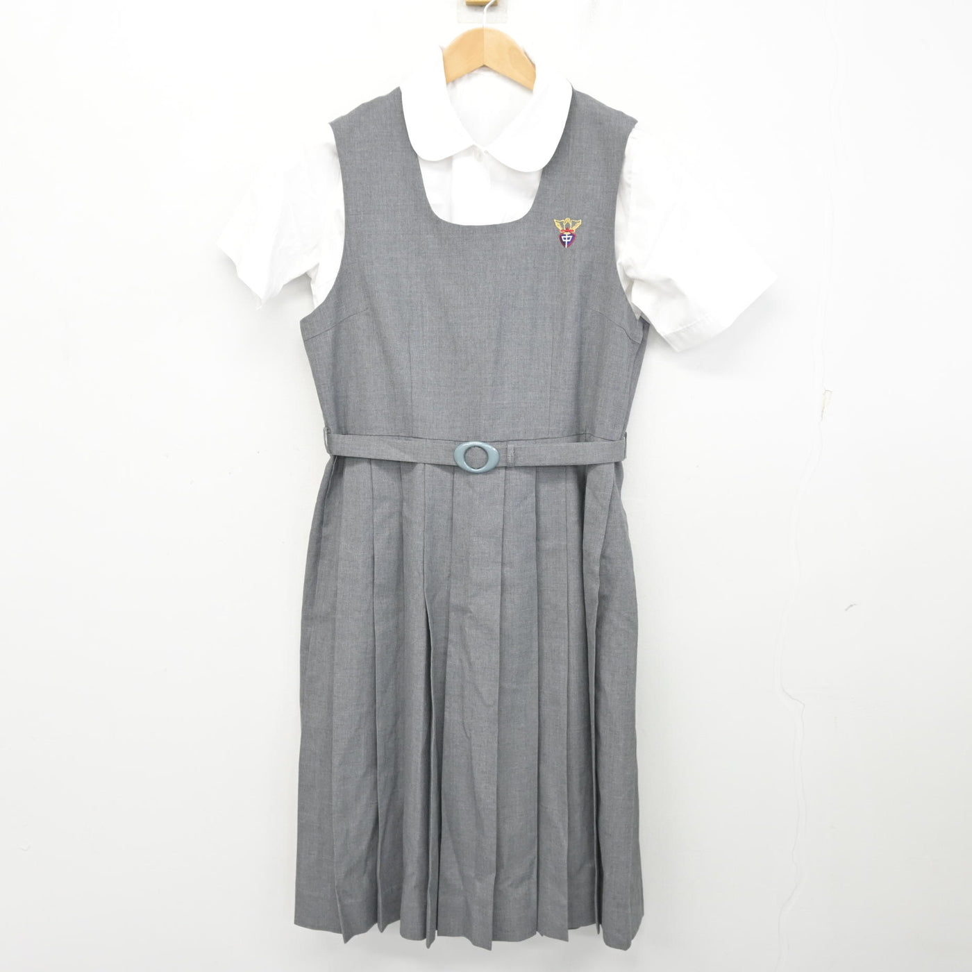 中古】神奈川県 大師中学校 女子制服 2点 (シャツ・ジャンパースカート 