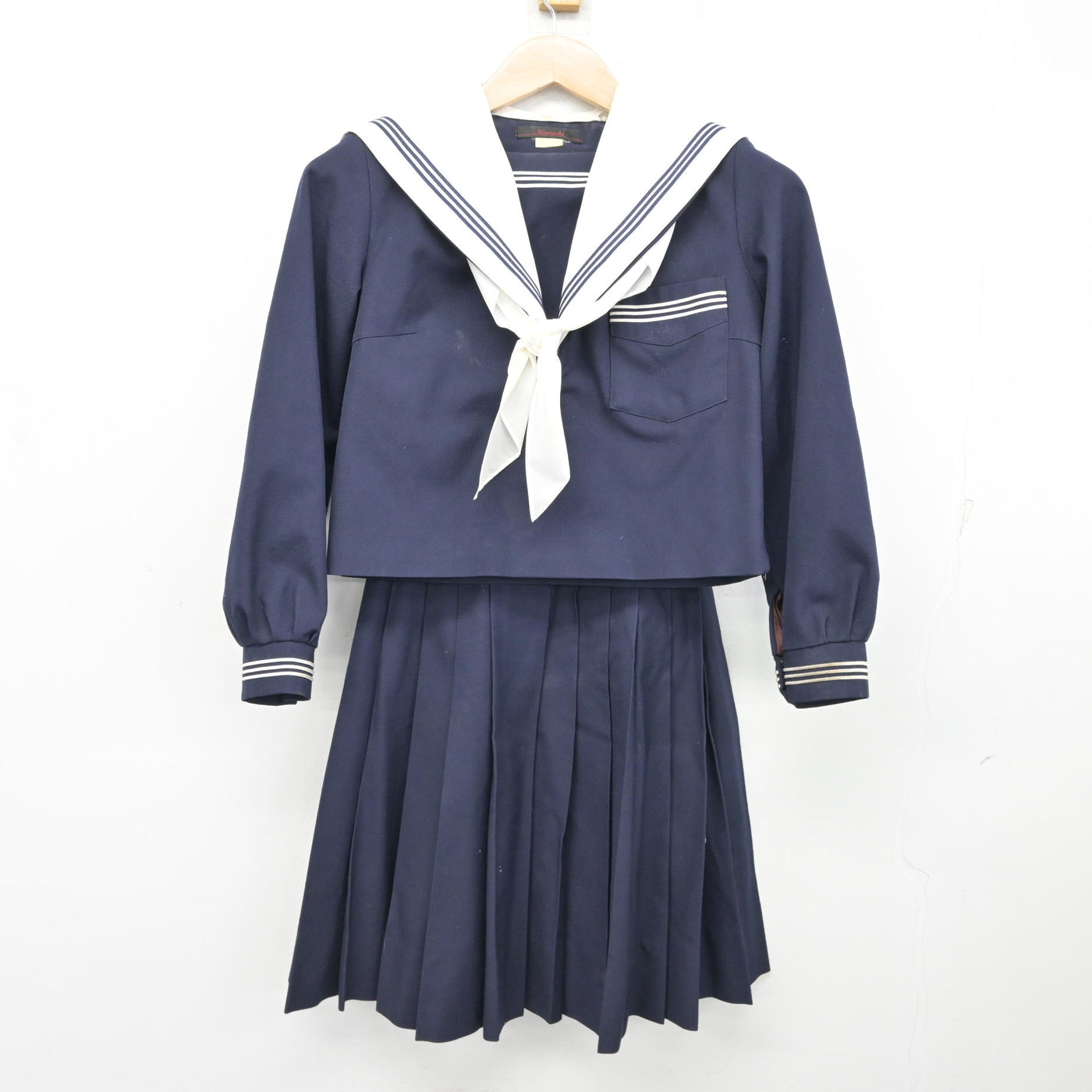 中古】大阪府 佐野中学校 女子制服 3点 (セーラー服・スカート 