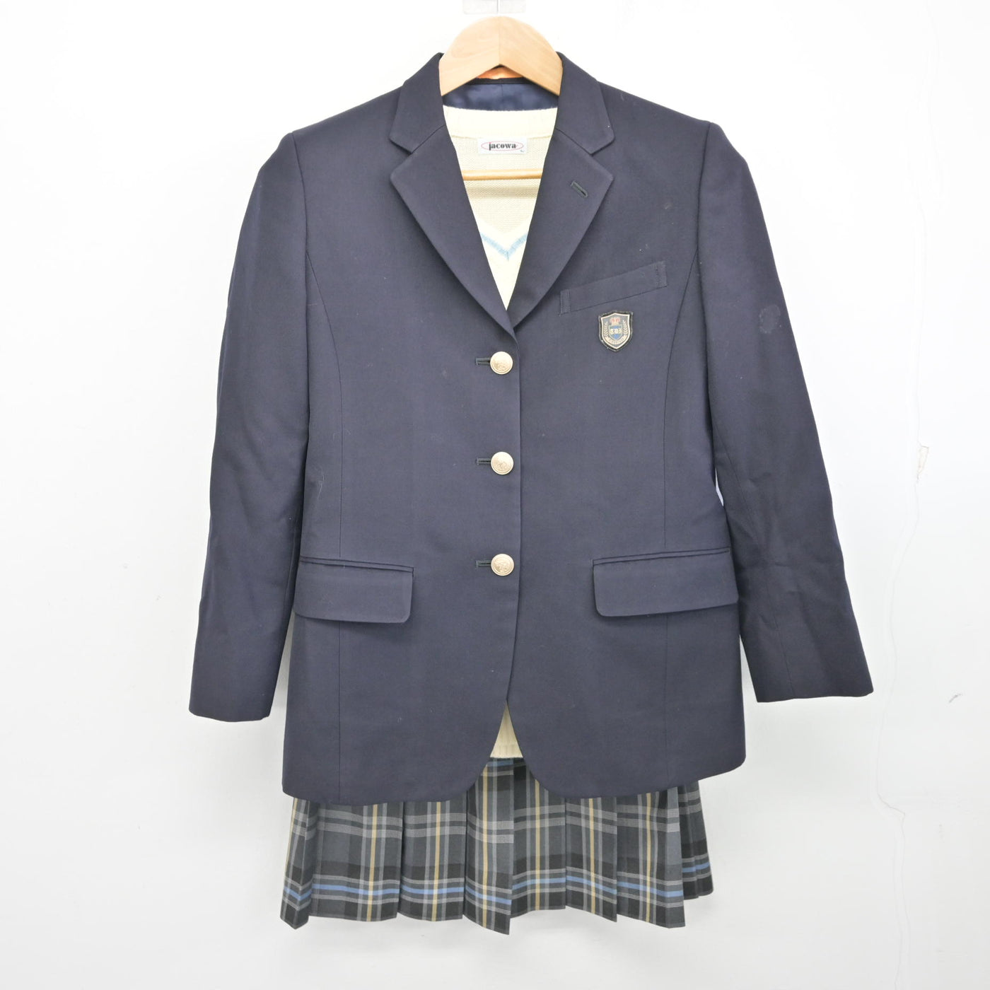中古】東京都 拓殖大学第一高等学校 女子制服 3点 (ブレザー・ニット 
