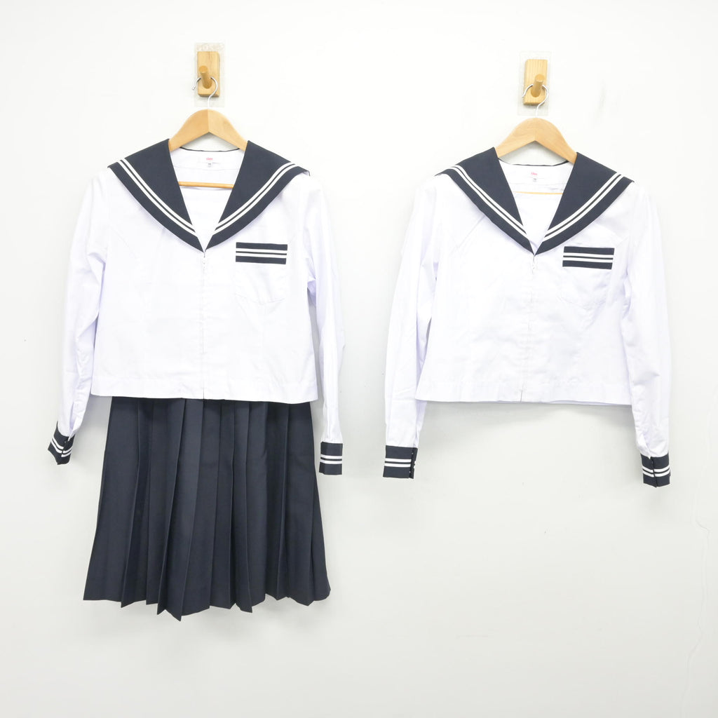 中古】静岡県 吉田中学校 女子制服 3点 (セーラー服・スカート