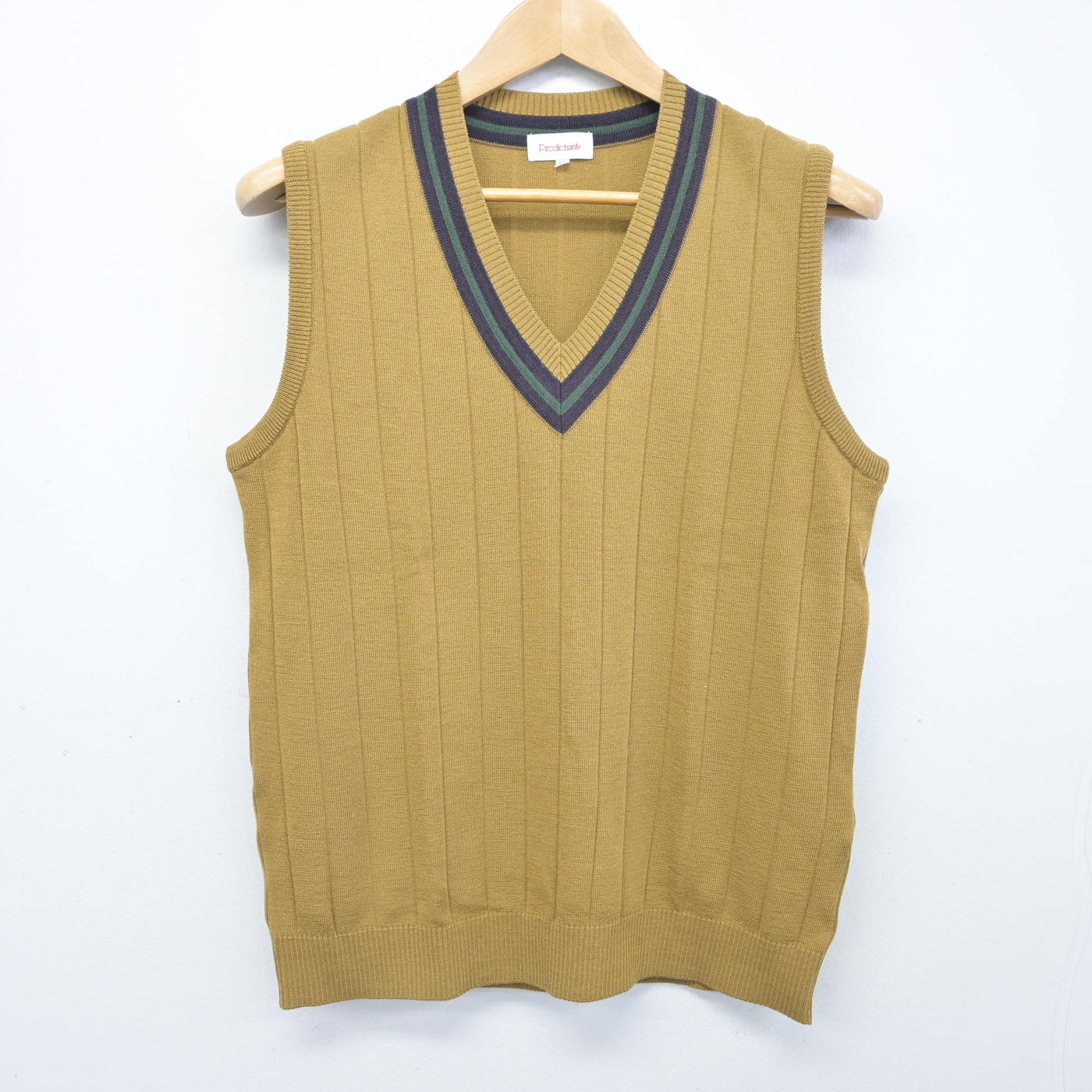 岡山学芸館　制服　ベージュ Vネック ニットベスト 中古】岡山県 岡山学芸館高等学校 女子制服 1点 (ニットベスト