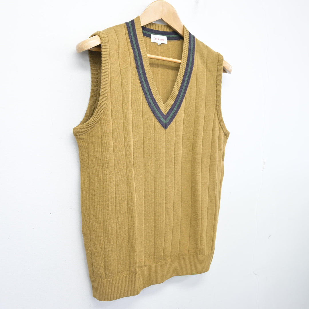 岡山学芸館　制服　ベージュ Vネック ニットベスト 中古】岡山県 岡山学芸館高等学校 女子制服 1点 (ニットベスト