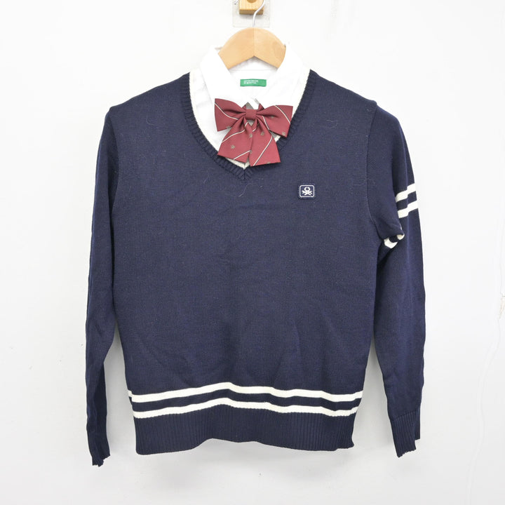 中古】香川県 高松中央高等学校 女子制服 3点 (ニット・シャツ
