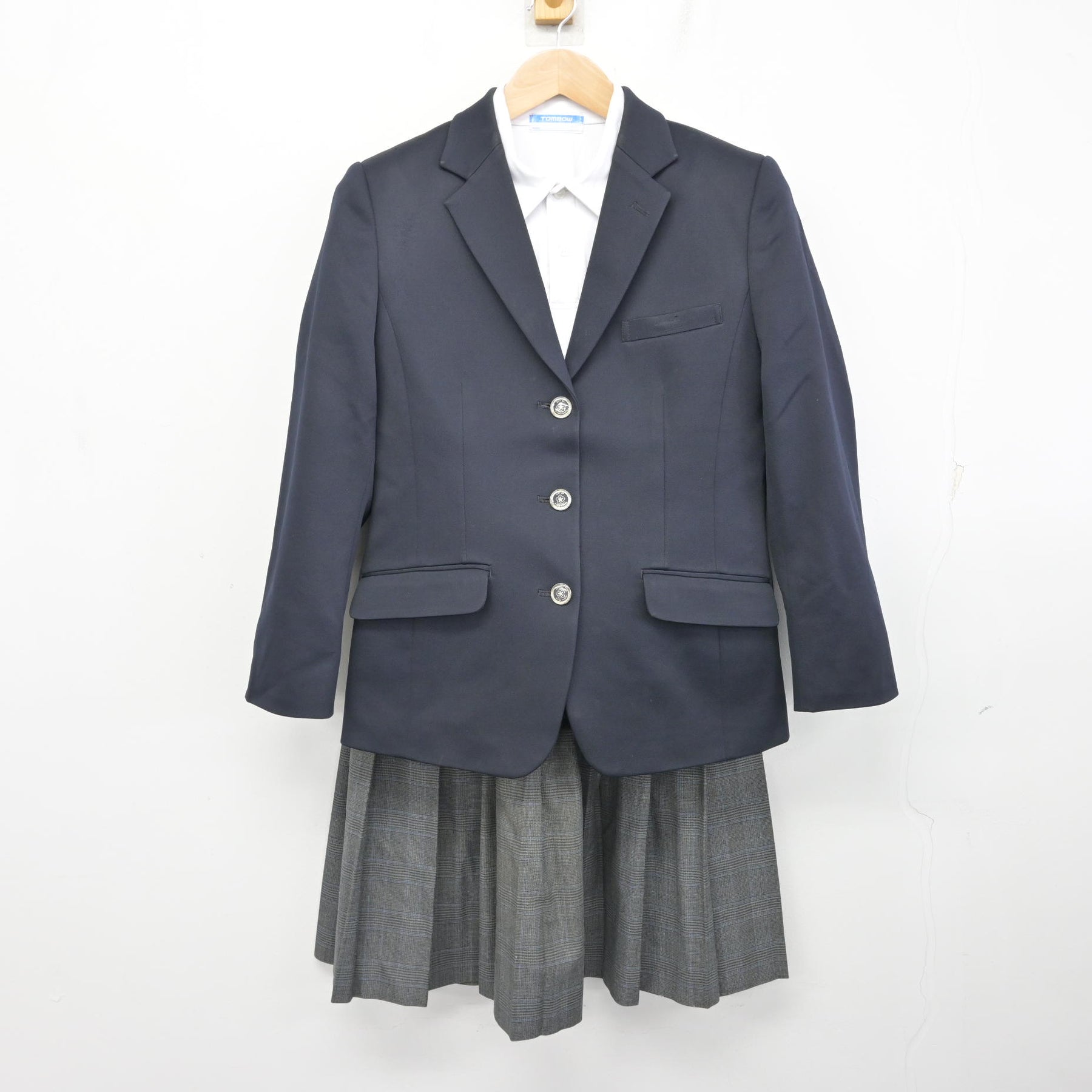 中古】福岡県 北九州市内中学校標準服 女子制服 3点 (ブレザー・シャツ