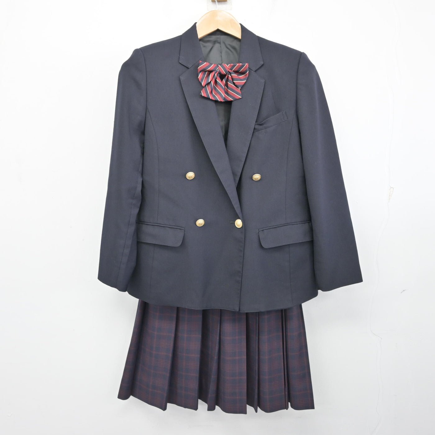 中古】石川県 小松明峰高等学校 女子制服 4点 (ブレザー・ニット 