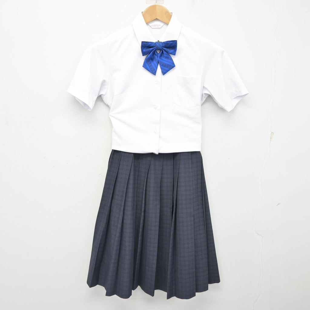 福岡市中学校制服　夏スカート 中古】福岡県 福岡市内中学標準服 女子制服 3点 (シャツ・スカート