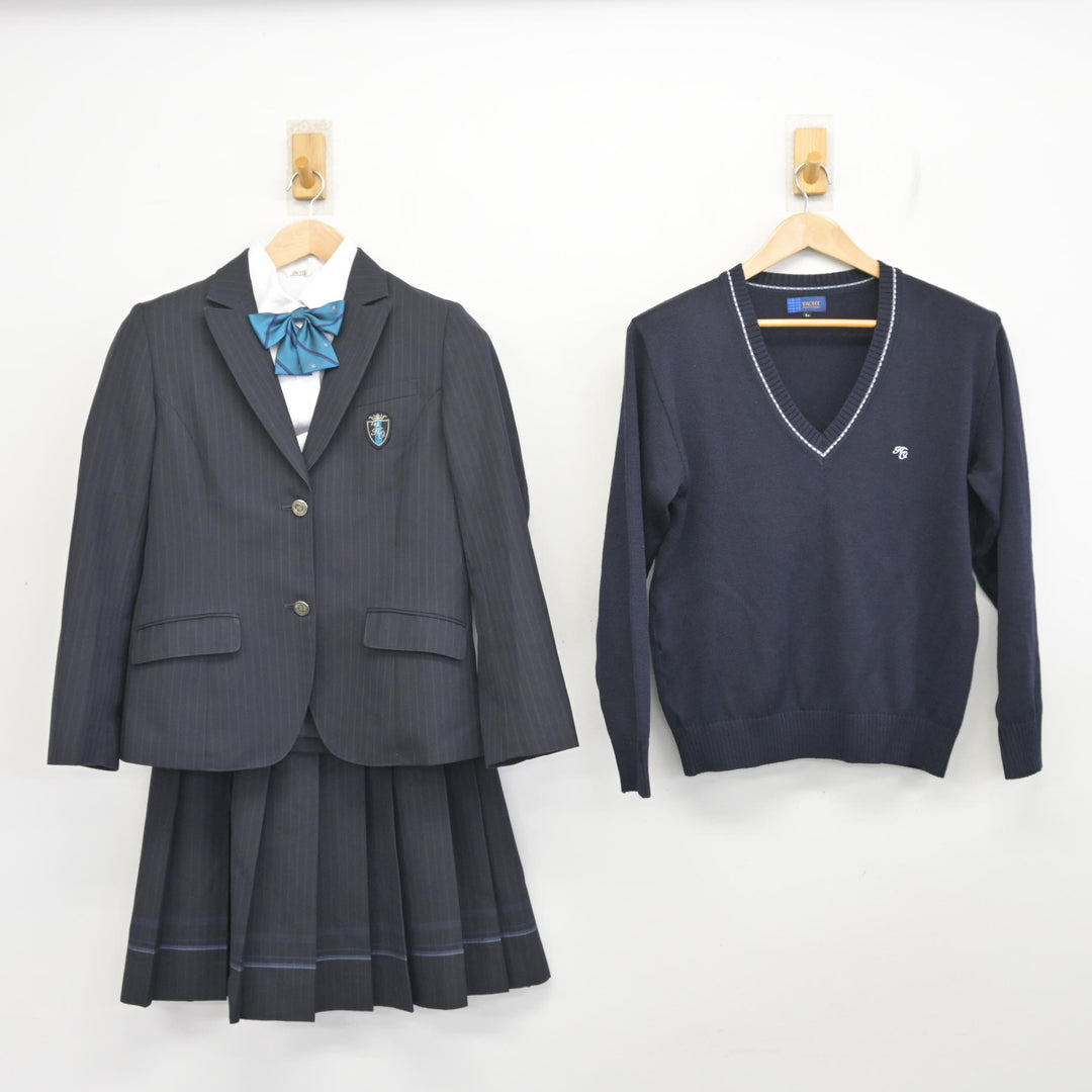 中古】大阪府 東大谷高等学校 女子制服 5点 (ブレザー・ニット・シャツ 