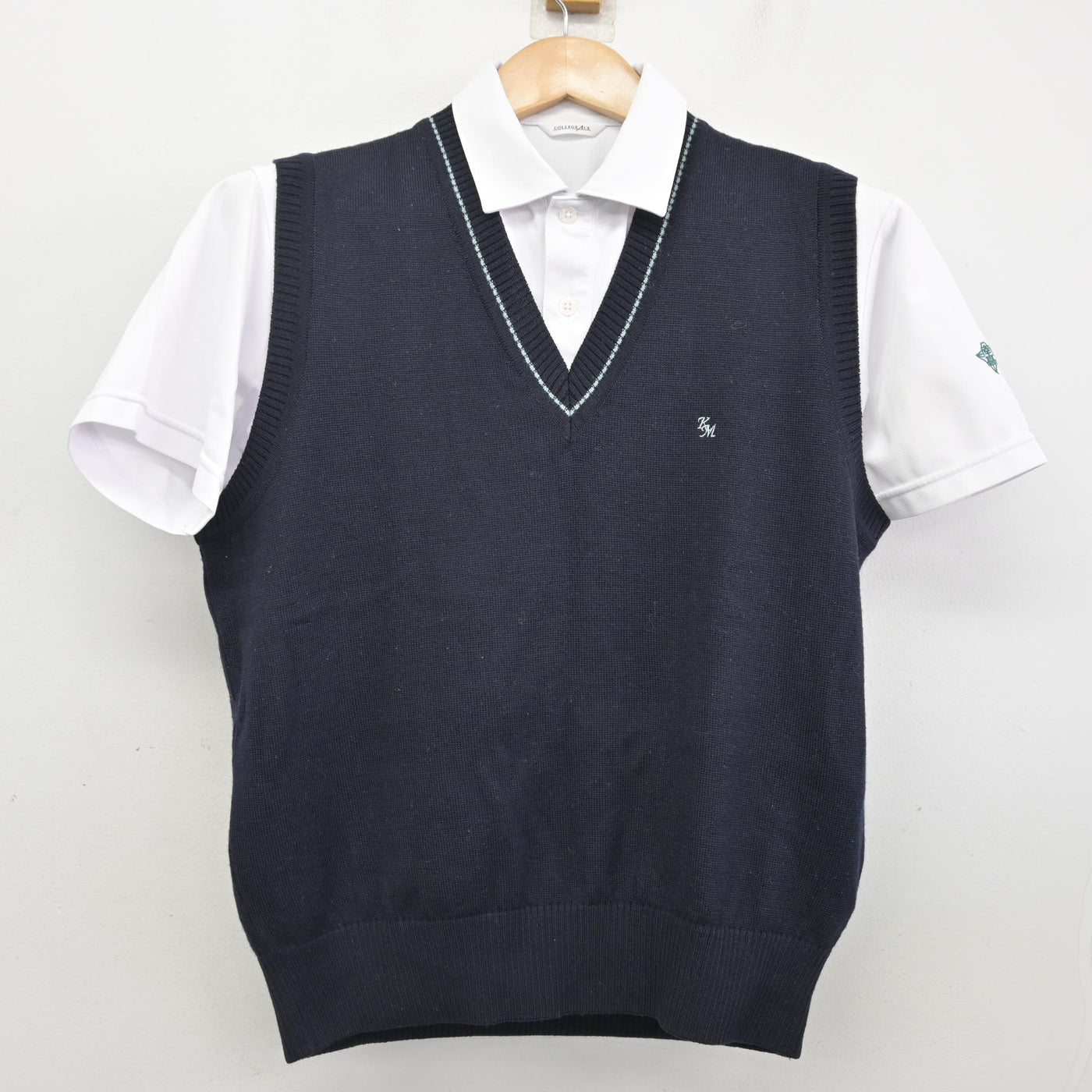 中古】山梨県 甲府南高等学校 男子制服 2点 (ニットベスト・シャツ 