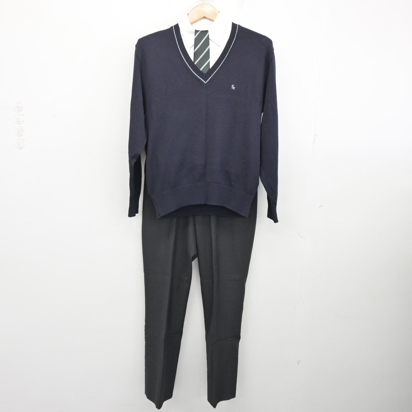 中古】山梨県 甲府南高等学校 男子制服 5点 (ブレザー・ニット・シャツ 