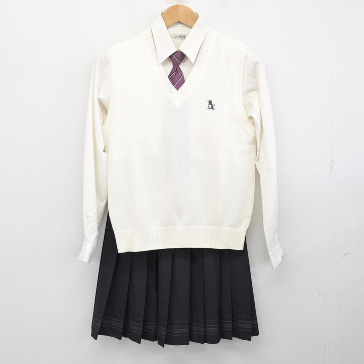 中古】山梨県 甲府商業高等学校 女子制服 5点 (ブレザー・ニットベスト 