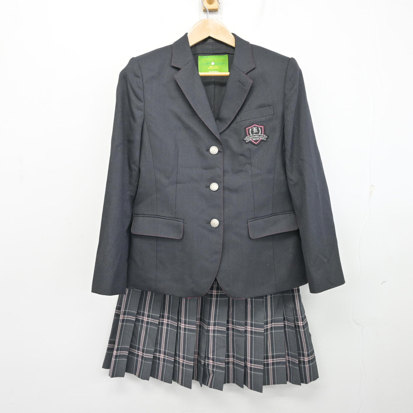 中古】京都府 加茂川中学校 女子制服 3点 (ブレザー・ニットベスト