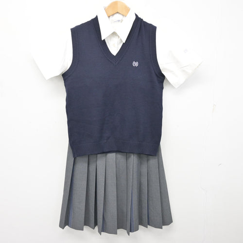 中古】岡山県 岡山学芸館高等高校 女子制服 5点 (ブレザー・ニット