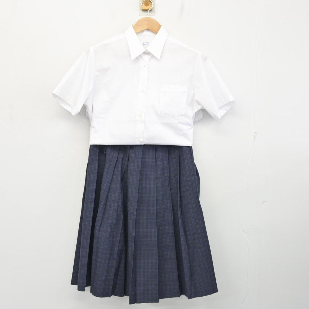 福岡市中学校制服　夏スカート 中古】福岡県 福岡市内中学標準服 女子制服 2点 (シャツ・スカート