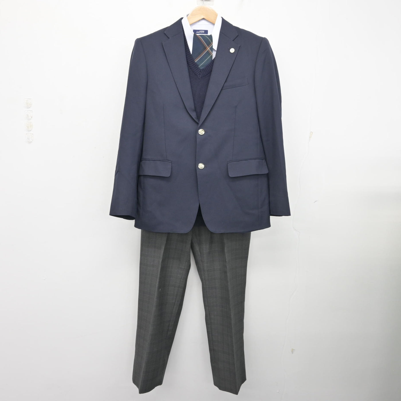 中古】宮城県 仙台南高等学校 男子制服 6点 (ブレザー・ニット・シャツ 