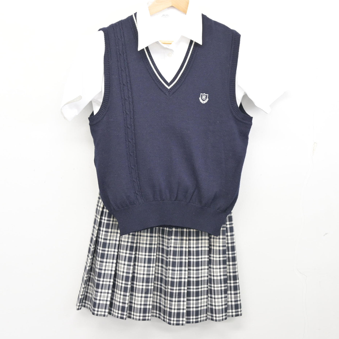 中古】栃木県 宇都宮短期大学附属高等学校 女子制服 4点 (ニットベスト 