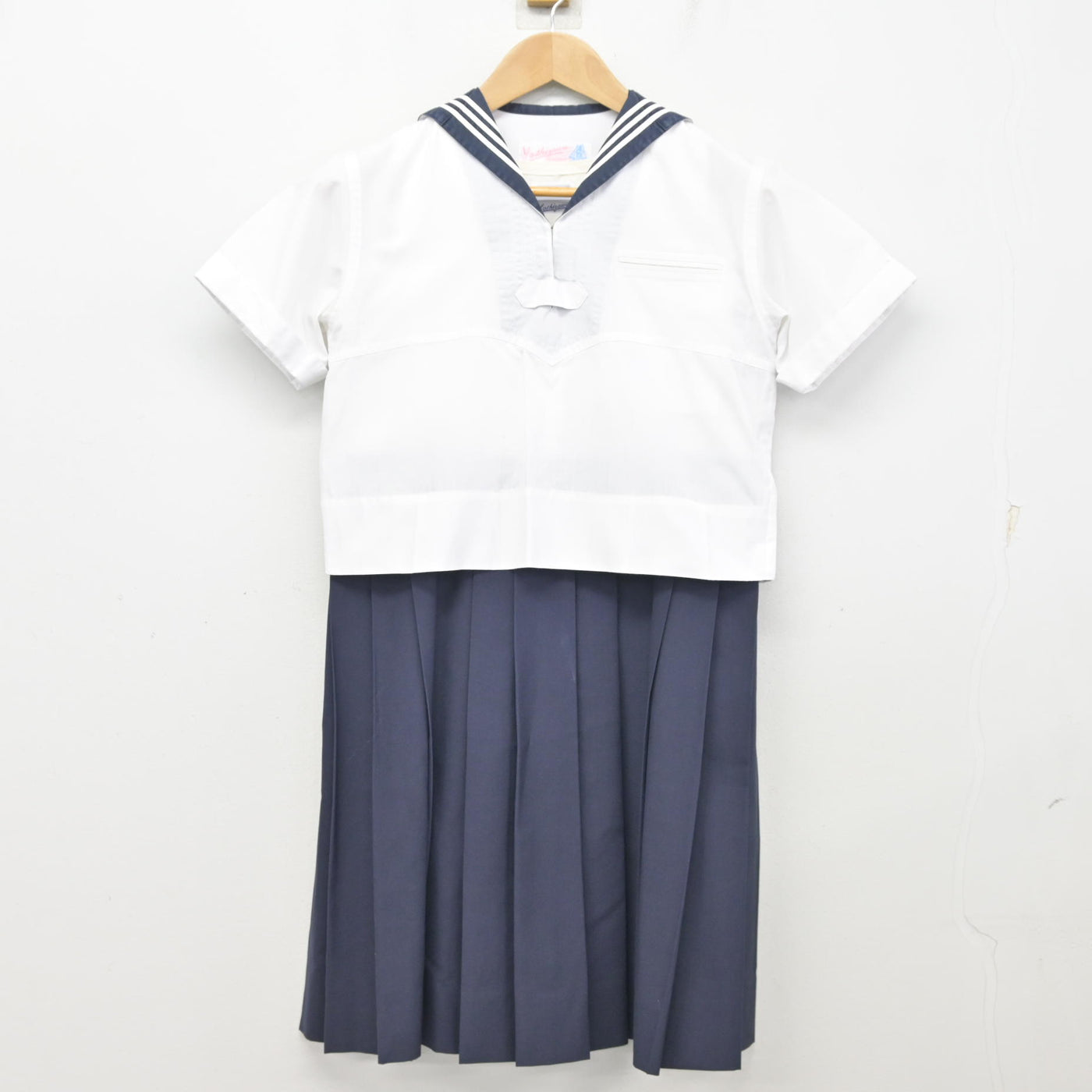 中古】東京都 女子聖学院高等学校 女子制服 2点 (セーラー服・スカート 
