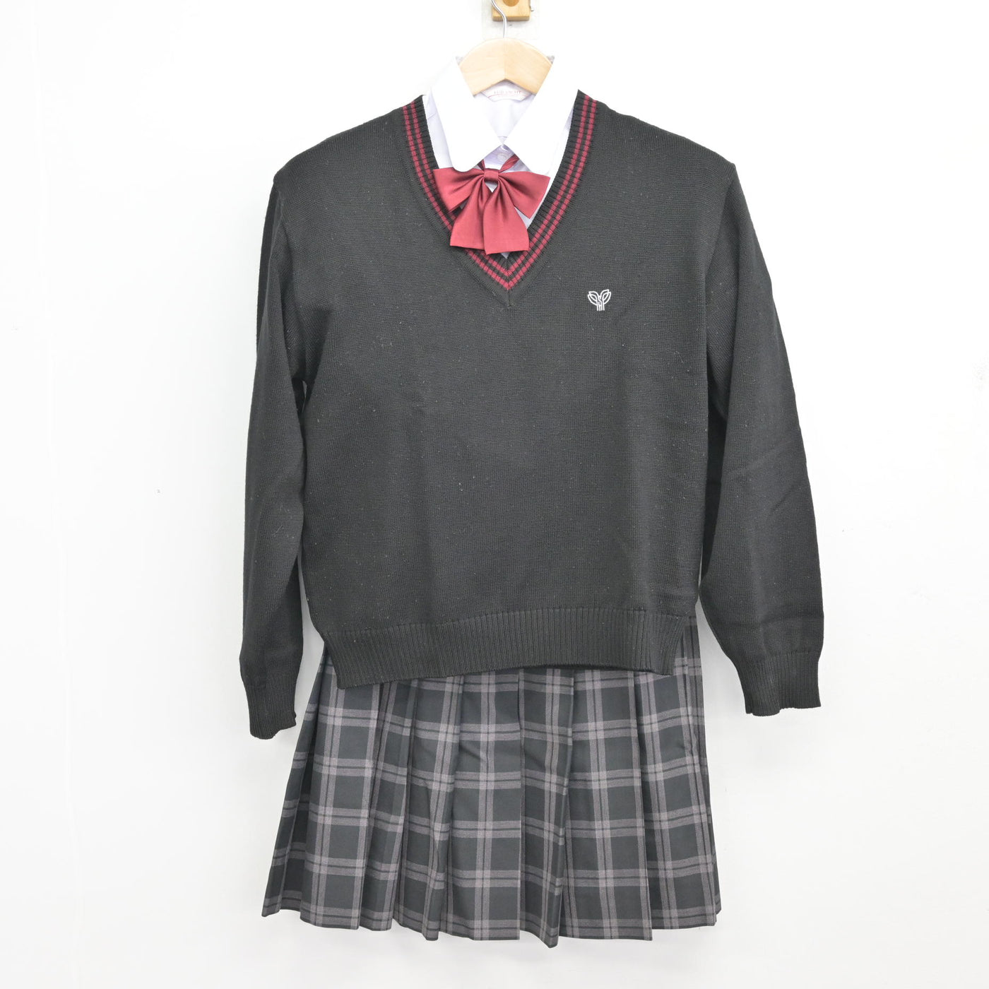 中古】鹿児島県 樟南高等学校 女子制服 5点 (ブレザー・ニット・シャツ 