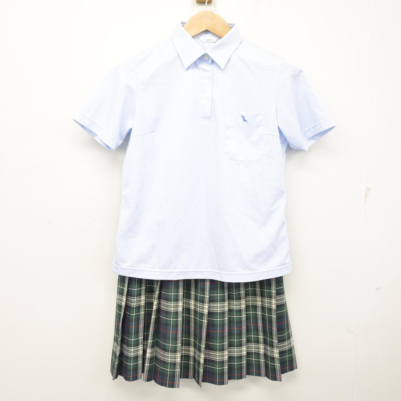 中古】鹿児島県 神村学園高等部 女子制服 2点 (シャツ・スカート