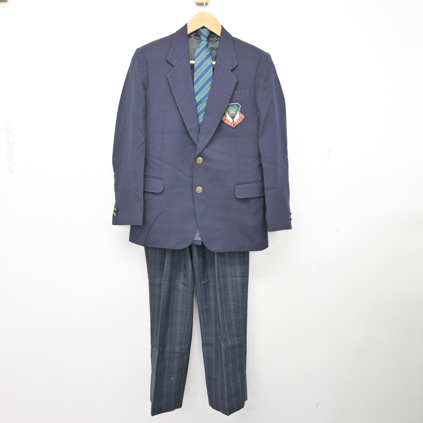 中古】東京都 八王子市立第二中学校 男子制服 5点 (ブレザー・ズボン 