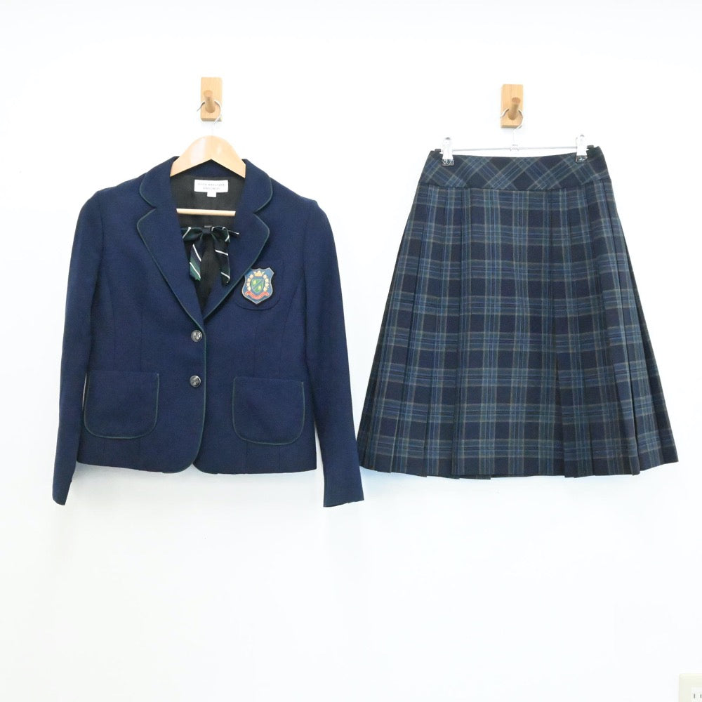 【中古】東京都 國學院高校 女子制服 4点（ブレザー・スカート 冬・セーター・リボン ） sf000010