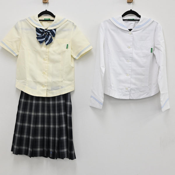 中古制服】福岡県 九州女子高校（現 福岡大学附属若葉高校) 女子制服 4点（セーラー服 夏・セーラー 合服 長袖・スカート・リボン ）  sf000032【リサイクル学生服】 | 中古制服通販パレイド