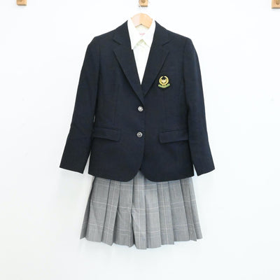 【中古】山梨県 日本大学明誠高等学校 女子制服 8点（ブレザー・シャツ 長袖・スカート・スカート・ボタン類 ） sf000099