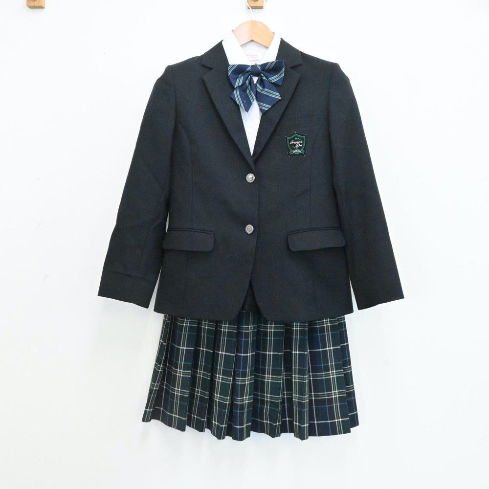 【中古】埼玉県 狭山市立狭山台中学校 女子制服 5点（ブレザー・スカート・ニットベスト・シャツ・リボン ） sf000151