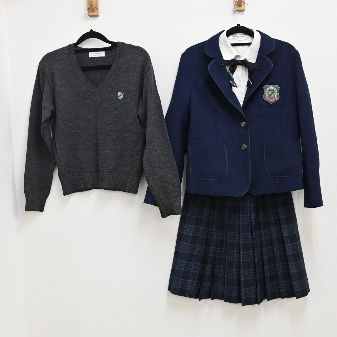 【中古】東京都 國學院高校 女子制服 5点（ブレザー・スカート・カーディガン・シャツ 長袖・リボン ） sf000169