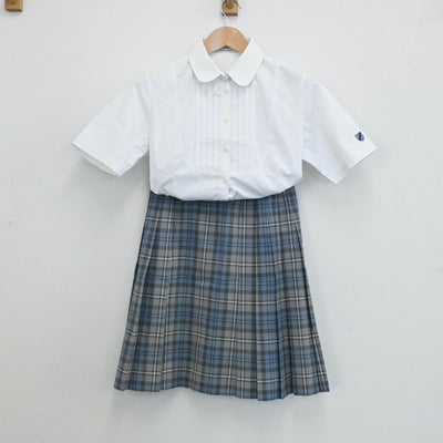 【中古】東京都 國學院高校 女子制服 4点（ブラウス 半袖・スカート・ニットベスト） sf000171