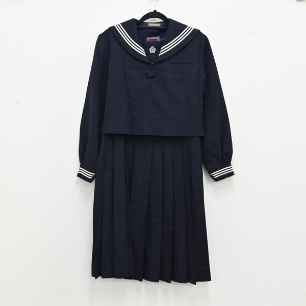 【中古】東京都 台東区立上野中学校 女子制服 3点（セーラー服 冬・ジャンパースカート・ベルト） sf000218