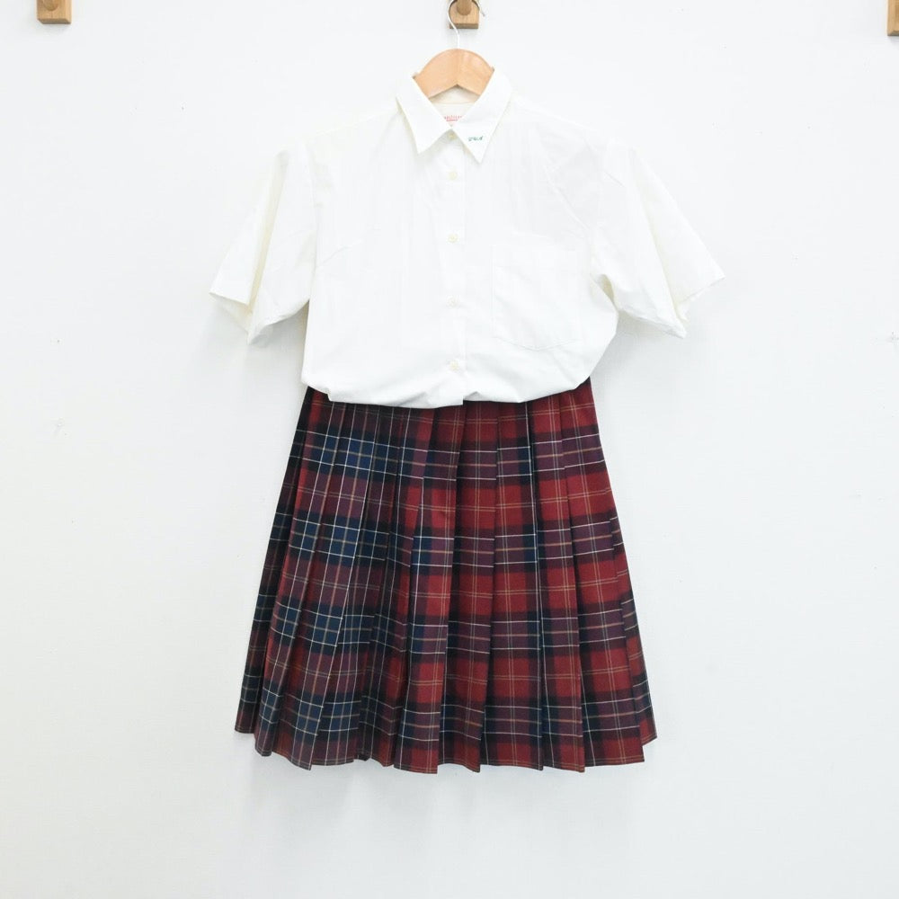 【中古】東京都 東京農業大学第一高等学校中等部 女子制服 5点（ニットベスト・ブラウス 半袖・リボン・スカート ） sf000238