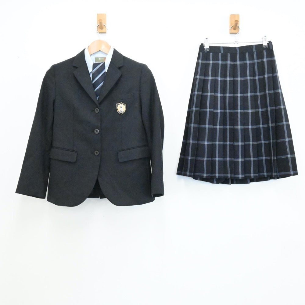 【中古】熊本県 文徳高校 女子制服 4点（ブレザー・シャツ 長袖・スカート・ネクタイ ） sf000244