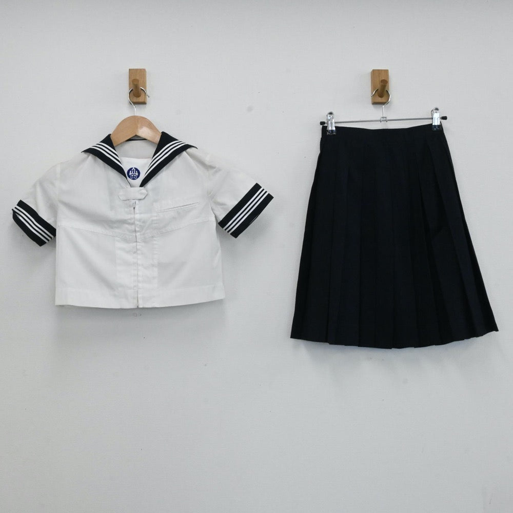 中古制服】千葉県 成田付属小学校 女子制服 3点（セーラー服 夏