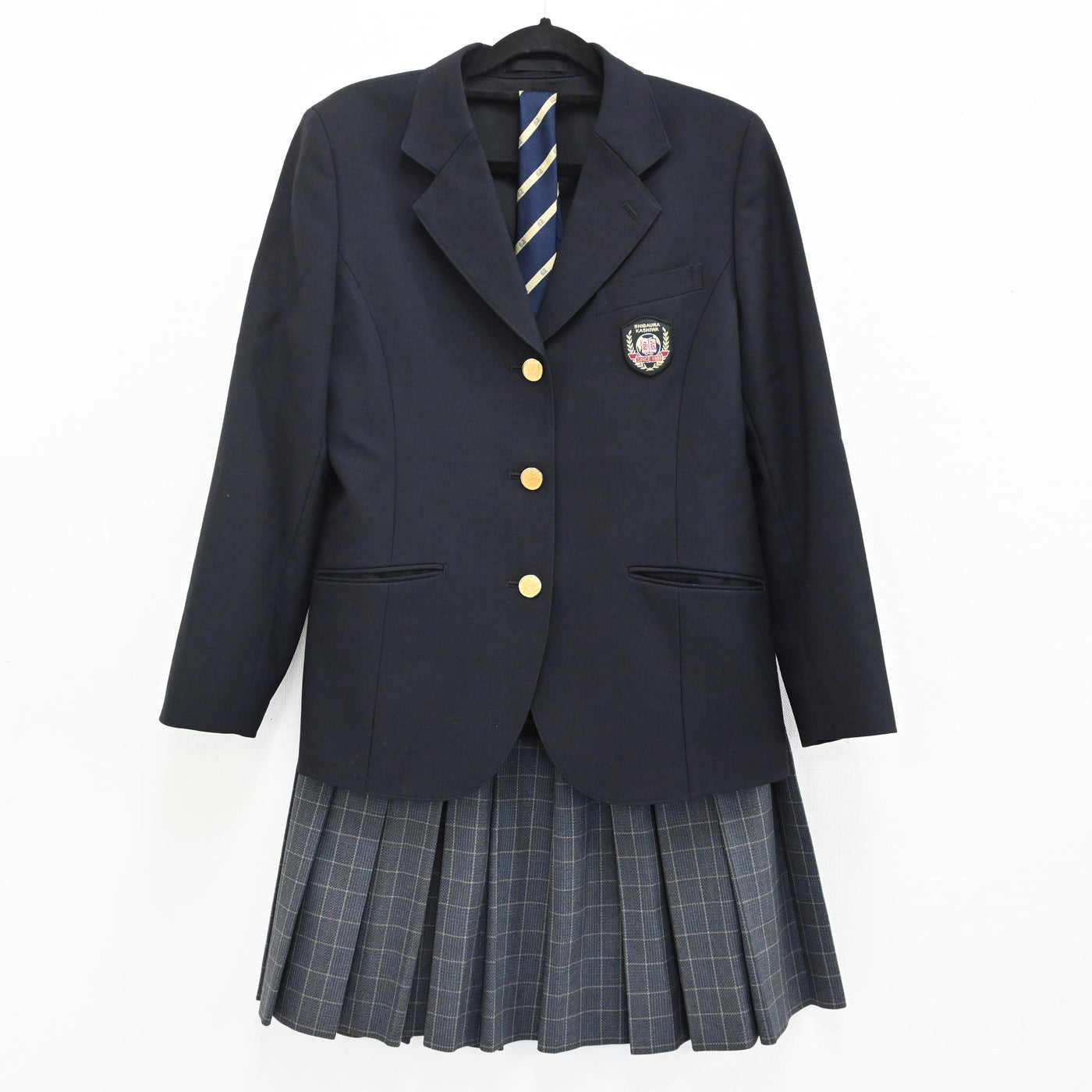 【中古】千葉県 芝浦工業大学付属柏高校 女子制服 4点（ブレザー・スカート・ネクタイ・靴下 ） sf000343