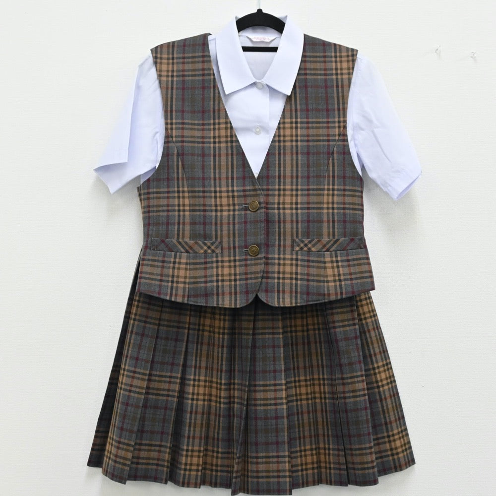 【中古】広島県 広島県立福山市立東朋中学校 女子制服（ベスト・スカート・シャツ）sf000661