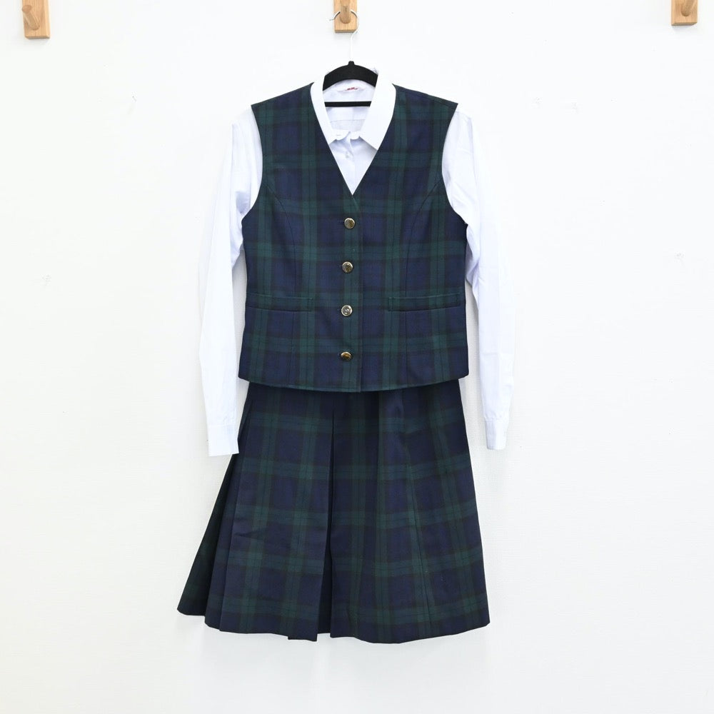 【中古】熊本県 熊本東稜高校 女子制服（シャツ・ベスト・スカート）sf000751