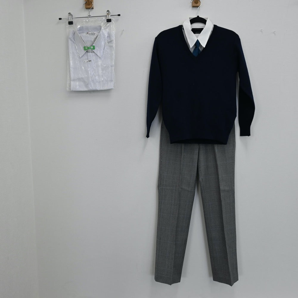 【中古】埼玉県 原市場中学校 男子制服（ズボン・ニット・シャツ・シャツ）sf000809