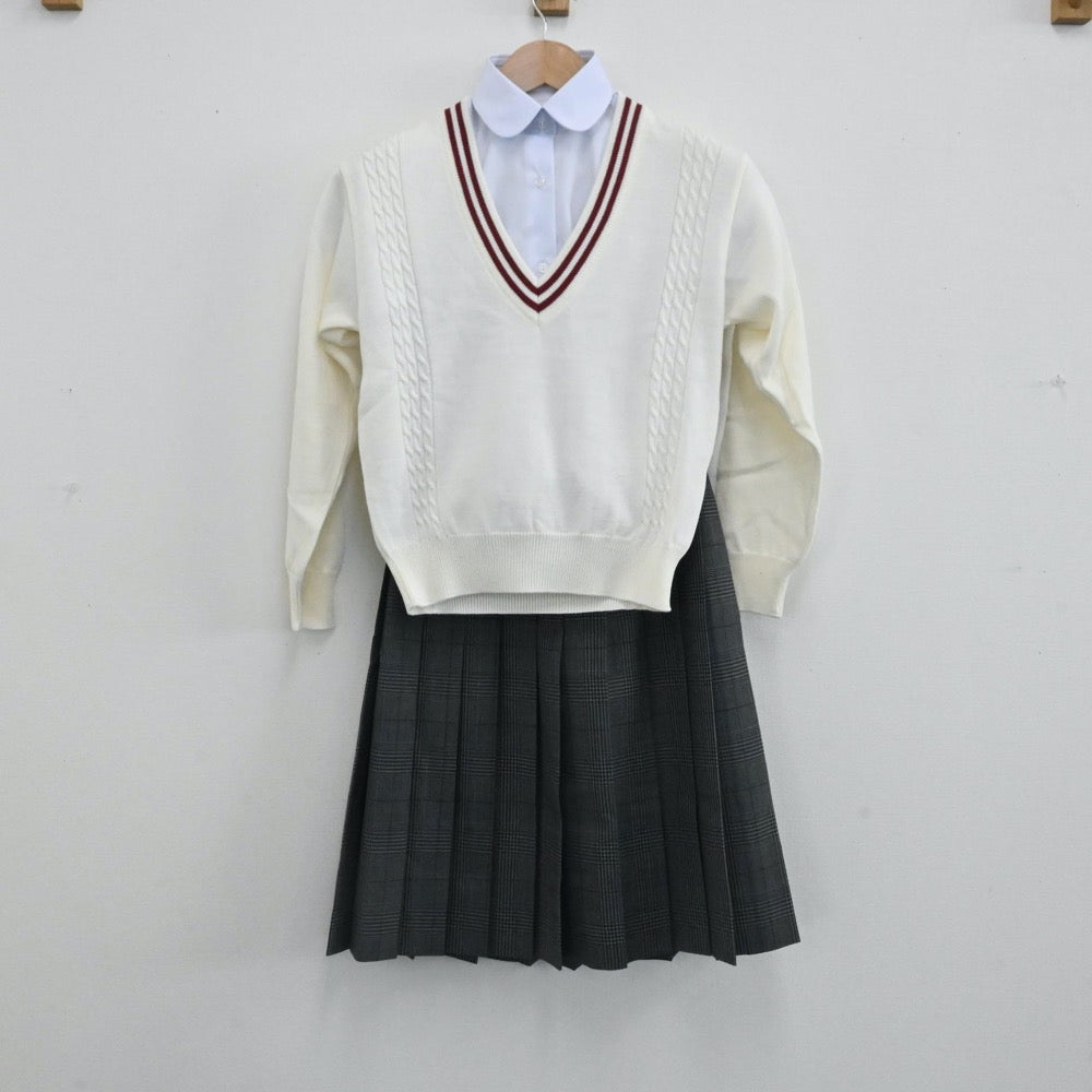 【中古】静岡県 立川根高等学校 女子制服（スカート・ニット・シャツ）sf000810