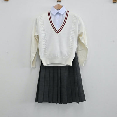 【中古】静岡県 立川根高等学校 女子制服（スカート・ニット・シャツ）sf000810