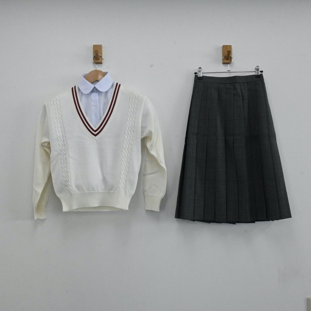 【中古】静岡県 立川根高等学校 女子制服（スカート・ニット・シャツ）sf000810
