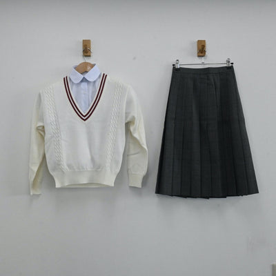 【中古】静岡県 立川根高等学校 女子制服（スカート・ニット・シャツ）sf000810