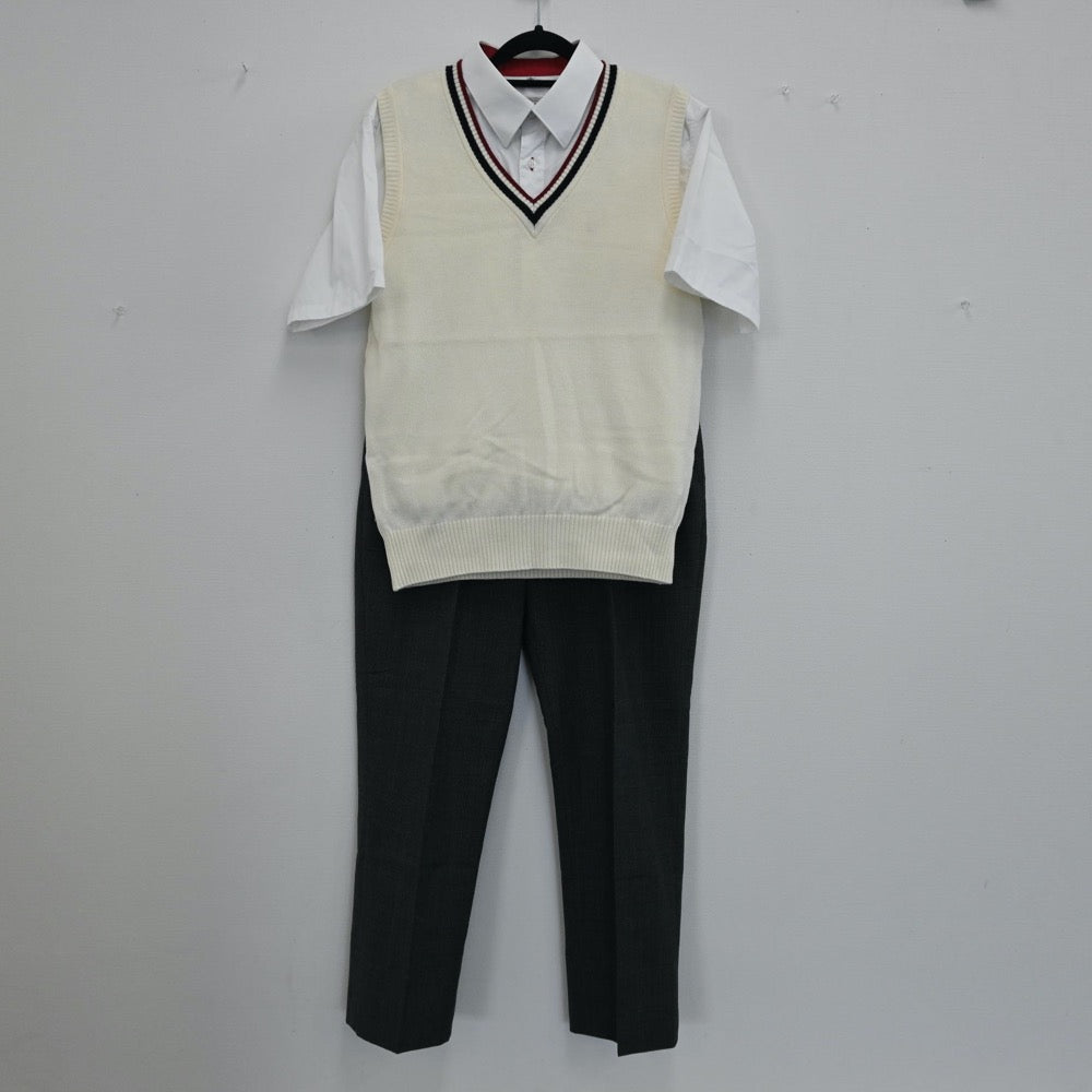 【中古】大阪府 上宮高等学校 男子制服（ズボン・シャツ・ニットベスト）sf000814